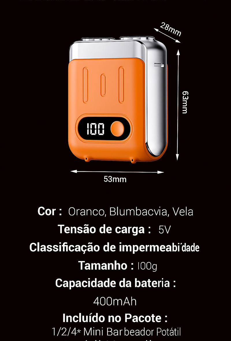 Mini Barbeador Elétrico bladePRO Rotativo IPX7 [CORTA IGUAL NAVALHA]
